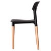 Fabulaxe Modern Plastic Dining Chair Open Back with Beech Wood Legs, Black QI004222.BK